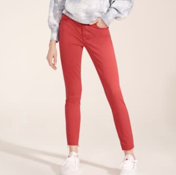 Frame Le-High Ankle Jeans High Waist Skinny Raw Hem Size 30 Vintage Red Wash NWT - Picture 13 of 15